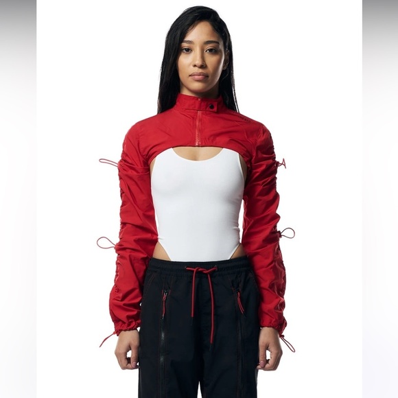 Smoke Rise Women's Bolero Multi Bungee Detail Zip Up Jacket Size Small 🖤 - Picture 1 of 10